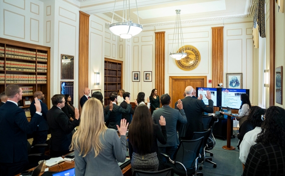Assistant Attorney General Harmeet K. Dhillon swears in members for the Justice Department’s Civil Rights Division.